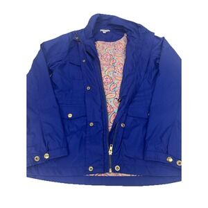 Peter Millar Women's Full Zip Lightweight Jacket Blue With Paisley Lining MEDIUM